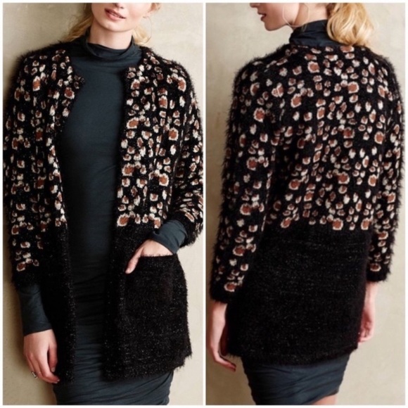 Anthropologie La Fee Verte Leopard Eyelash Cardigan - XS - Picture 2 of 14